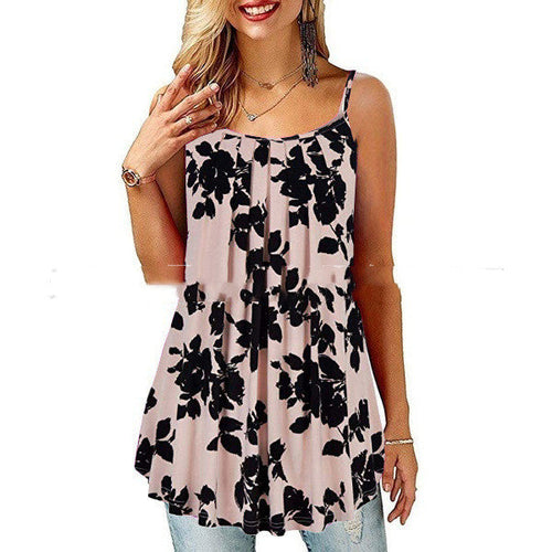 Load image into Gallery viewer, Women&#39;s Printed Pleated Wide Hem Loose Camisole
